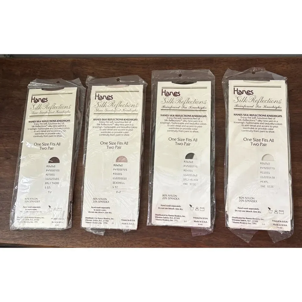 Hanes Silk Reflections Knee highs Pack of 2 Pairs Pearl Reinforced Toe Lot of 4